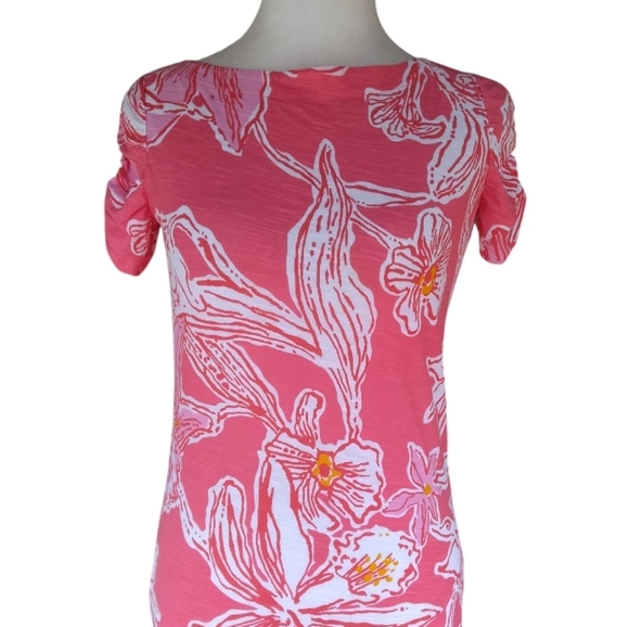 Lilly Pulitzer Boatneck Lana Ruched Sleeve Tee Size Small - Picture 3 of 9
